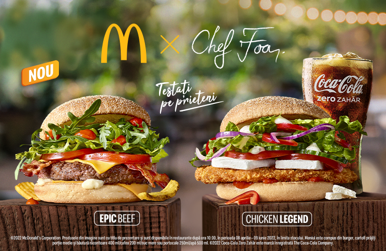 McDonald’s și Chef Foa lansează două noi vedete în meniul de primăvară Mec: burgerii premium Epic Beef și Chicken Legend