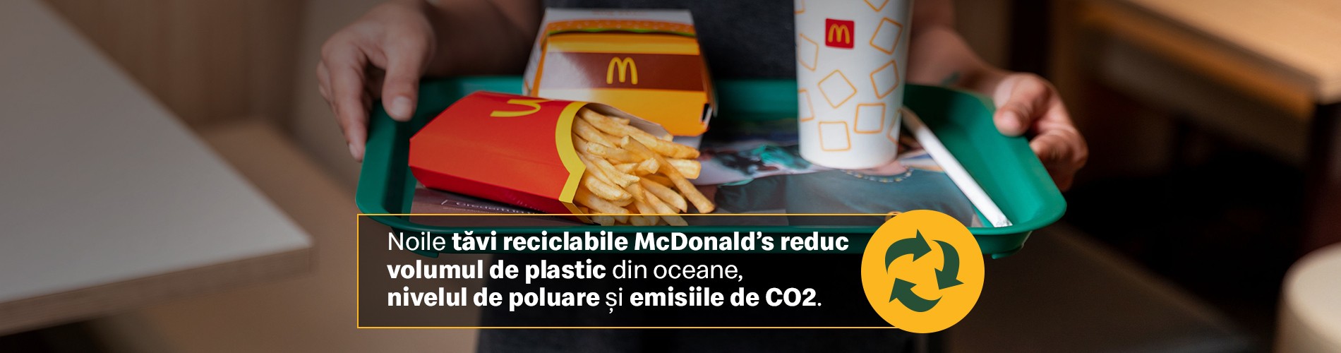 McDonald’s introduce tăvi din plastic 100% reciclat în restaurante, în premieră,  în România